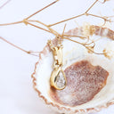 Sublime bezel Set Pear Cut White Diamond Yellow Gold Pendant