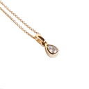 Sublime bezel Set Pear Cut White Diamond Yellow Gold Pendant