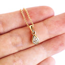 Sublime bezel Set Pear Cut White Diamond Yellow Gold Pendant