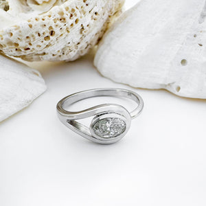 Sublimely Looped Oval White Diamond White Gold Ring