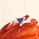 Sumptuous Diamond Point Trilliant Cut Tanzanite Diamond Highlight White Gold Ring
