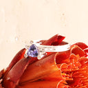 Sumptuous Diamond Point Trilliant Cut Tanzanite Diamond Highlight White Gold Ring