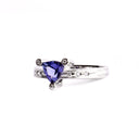 Sumptuous Diamond Point Trilliant Cut Tanzanite Diamond Highlight White Gold Ring