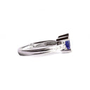 Sumptuous Diamond Point Trilliant Cut Tanzanite Diamond Highlight White Gold Ring
