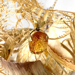 Sun-Kissed Floral Oval Citrine Yellow Gold Pendant