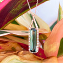 Rose Gold Green Tourmaline Diamond Pendant