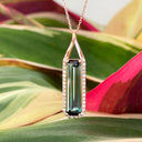 Rose Gold Green Tourmaline Diamond Pendant