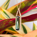 Rose Gold Green Tourmaline Diamond Pendant