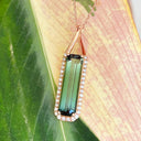 Rose Gold Green Tourmaline Diamond Pendant