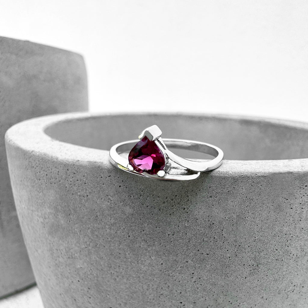 Sweet Heart Shaped Pink Tourmaline White Gold Ring