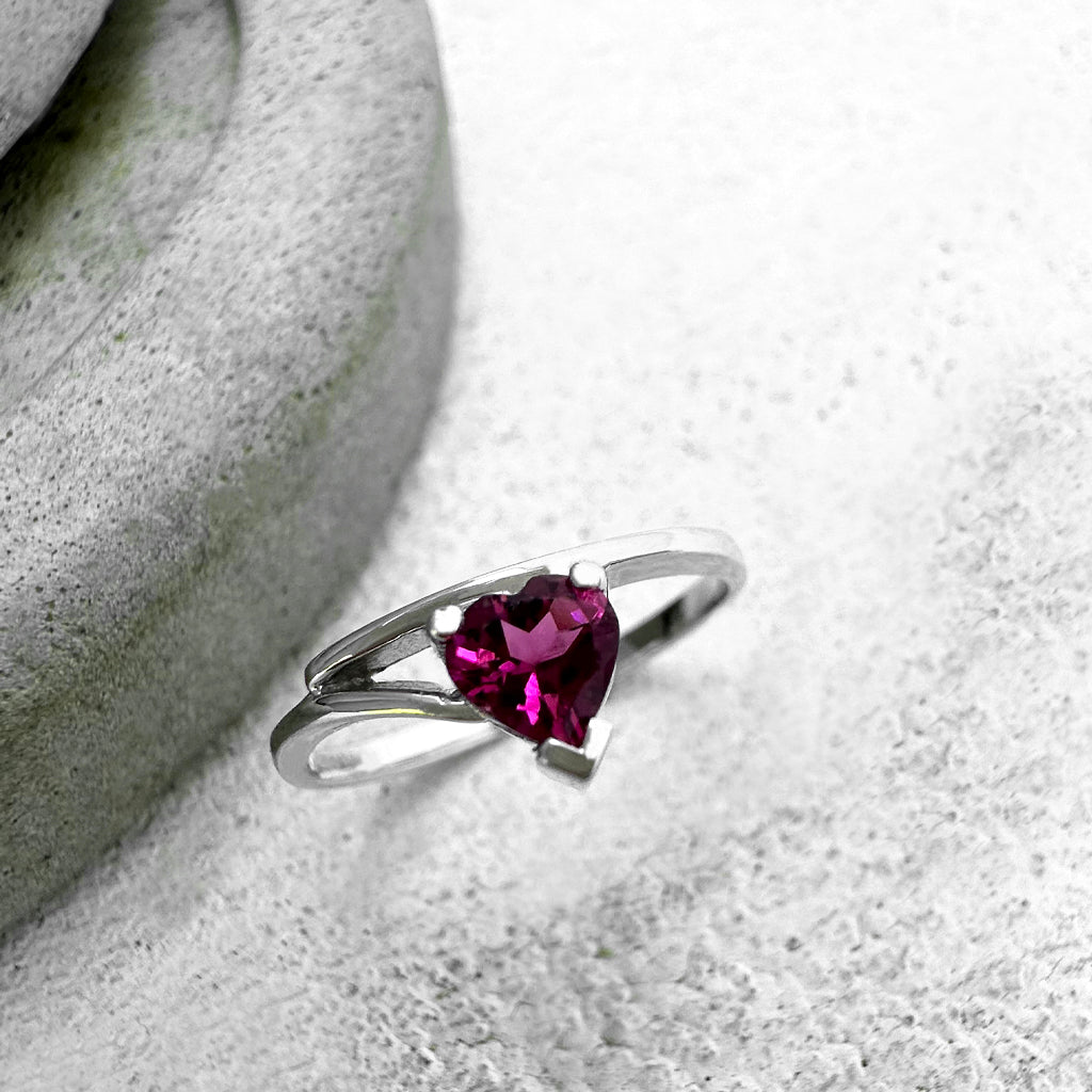 Sweet Heart Shaped Pink Tourmaline White Gold Ring