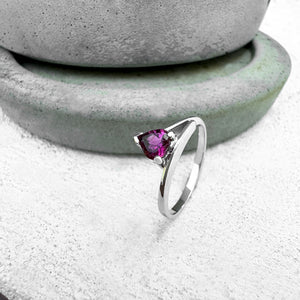 Sweet Heart Shaped Pink Tourmaline White Gold Ring