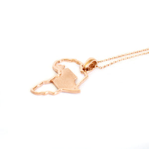 Table Mountain and Africa Map Pendant in Rose Gold