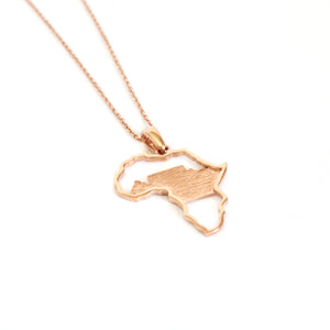 Table Mountain and Africa Map Pendant in Rose Gold