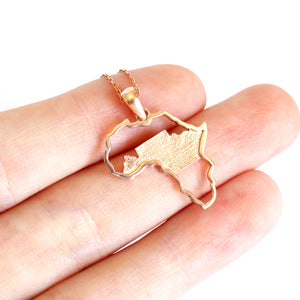 Table Mountain and Africa Map Pendant in Rose Gold