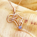 Tanzanite Africa Map Bird of Paradise Rose Gold Pendant