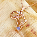 Tanzanite Africa Map Bird of Paradise Rose Gold Pendant