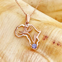 Tanzanite Africa Map Bird of Paradise Rose Gold Pendant