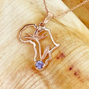 Tanzanite Africa Map Bird of Paradise Rose Gold Pendant