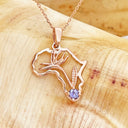 Tanzanite Africa Map Bird of Paradise Rose Gold Pendant