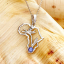Tanzanite Africa Map Bird of Paradise White Gold Pendant