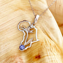 Tanzanite Africa Map Bird of Paradise White Gold Pendant