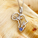 Tanzanite Africa Map Bird of Paradise White Gold Pendant