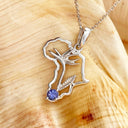 Tanzanite Africa Map Bird of Paradise White Gold Pendant