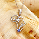 Tanzanite Africa Map Bird of Paradise White Gold Pendant