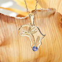 Tanzanite Africa Map Bird of Paradise Yellow Gold Pendant