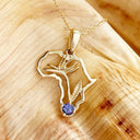 Tanzanite Africa Map Bird of Paradise Yellow Gold Pendant