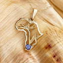 Tanzanite Africa Map Bird of Paradise Yellow Gold Pendant