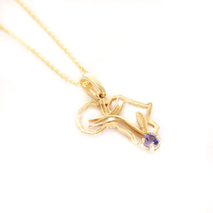 Tanzanite Africa Map Bird of Paradise Yellow Gold Pendant
