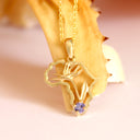 Tanzanite Africa Map Bird of Paradise Yellow Gold Pendant