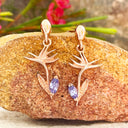 Bird of Paradise Tanzanite Rose Gold Earrings