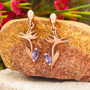 Bird of Paradise Tanzanite Rose Gold Earrings