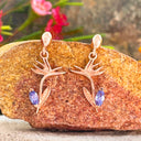 Bird of Paradise Tanzanite Rose Gold Earrings