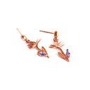 Tanzanite Bird of Paradise Rose Gold Drop Earrings