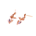 Tanzanite Bird of Paradise Rose Gold Drop Earrings