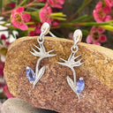 Bird of paradise tanzanite White Gold Earrings