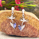 Bird of paradise tanzanite White Gold Earrings