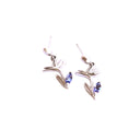 Tanzanite Bird of Paradise White Gold Drop Earrings