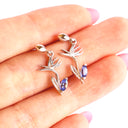 Silver Tanzanite Bird of Paradise Drop Earrings