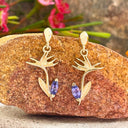 bird of paradise tanzanite yellow gold earrings