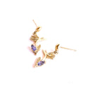 Tanzanite Bird of Paradise Yellow Gold Drop Earrings
