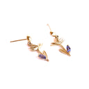 Tanzanite Bird of Paradise Yellow Gold Drop Earrings