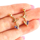 Tanzanite Bird of Paradise Yellow Gold Drop Earrings