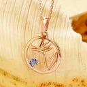 Rose Gold Strelitzia bird of paradise Tanzanite Pendant