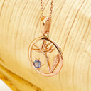 Rose Gold Strelitzia bird of paradise Tanzanite Pendant