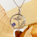 White Gold Strelitzia bird of paradise Tanzanite Pendant